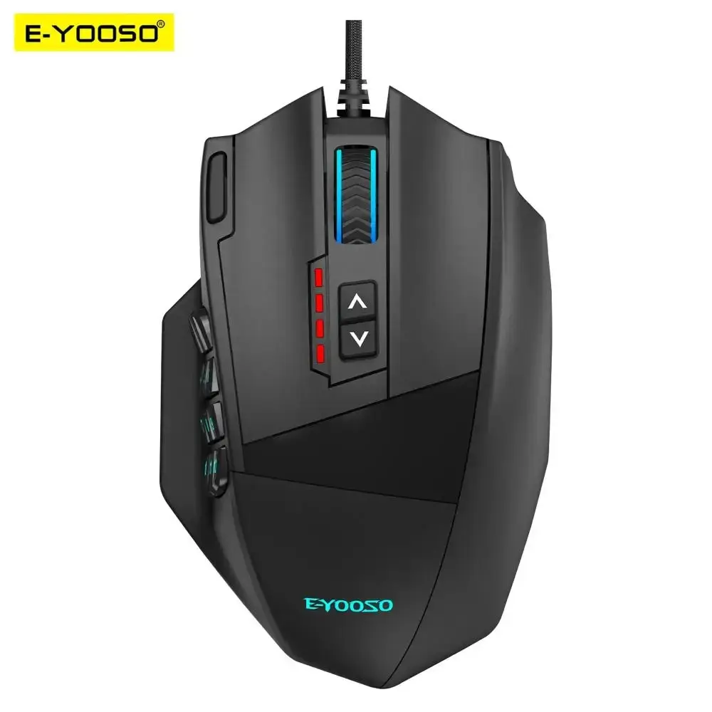 E-YOOSO X-39 ratón para juegos RGB con cable USB 16400 DPI PAW3327 19 botones ratones ópticos de juego programables para ordenador PC portátil