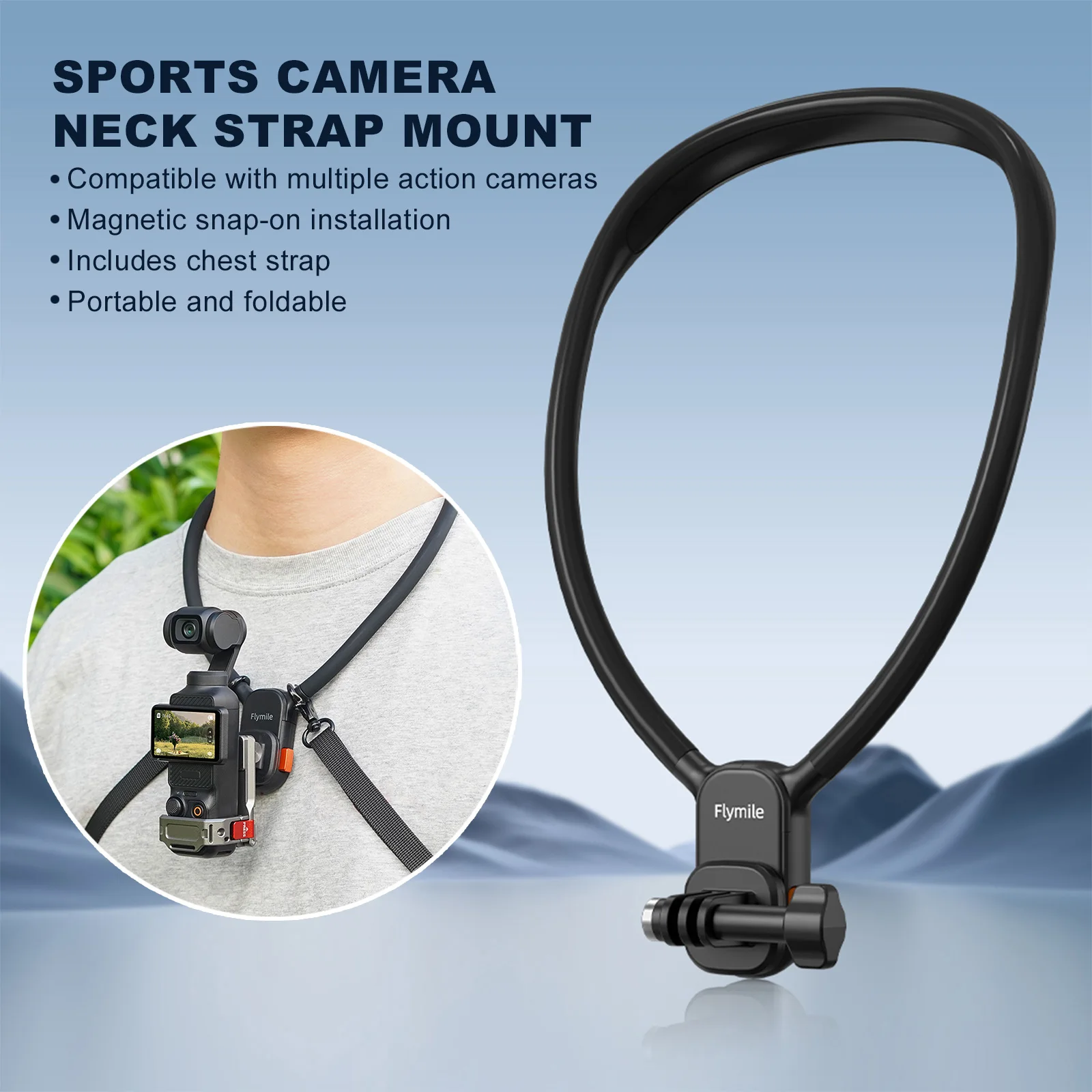 Soporte para el cuello para cámara DJI Action 5 Pro/Osmo 360, soporte para el cuello, soporte para el cuello, soporte para el cuello para Selfie Vlog, correa para el pecho - imagen 4