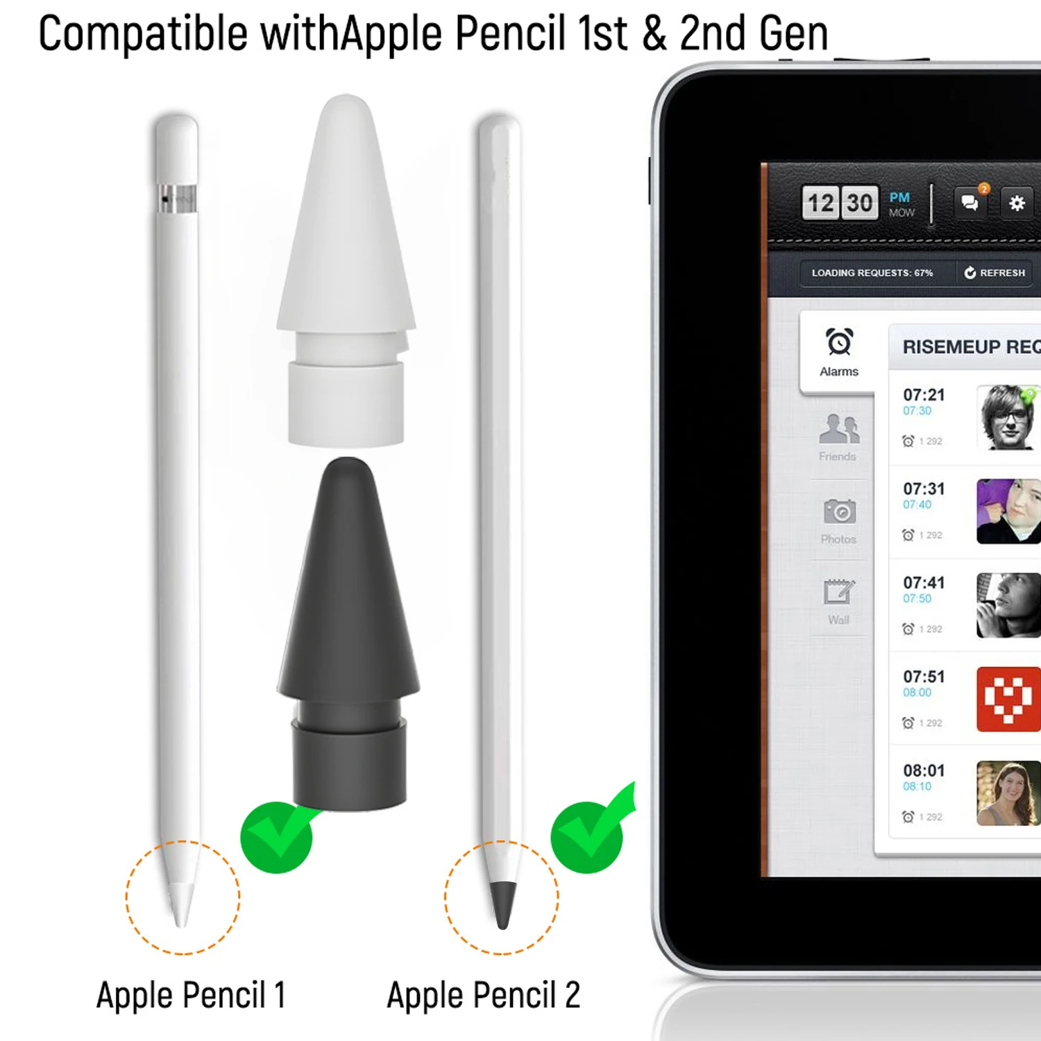 Puntas de repuesto para iPad iPencil 1a/2a generación, puntas de lápiz óptico Universal para iPad, lápiz antideslizante, reemplazo de punta de lápiz óptico, 6 uds. - imagen 2