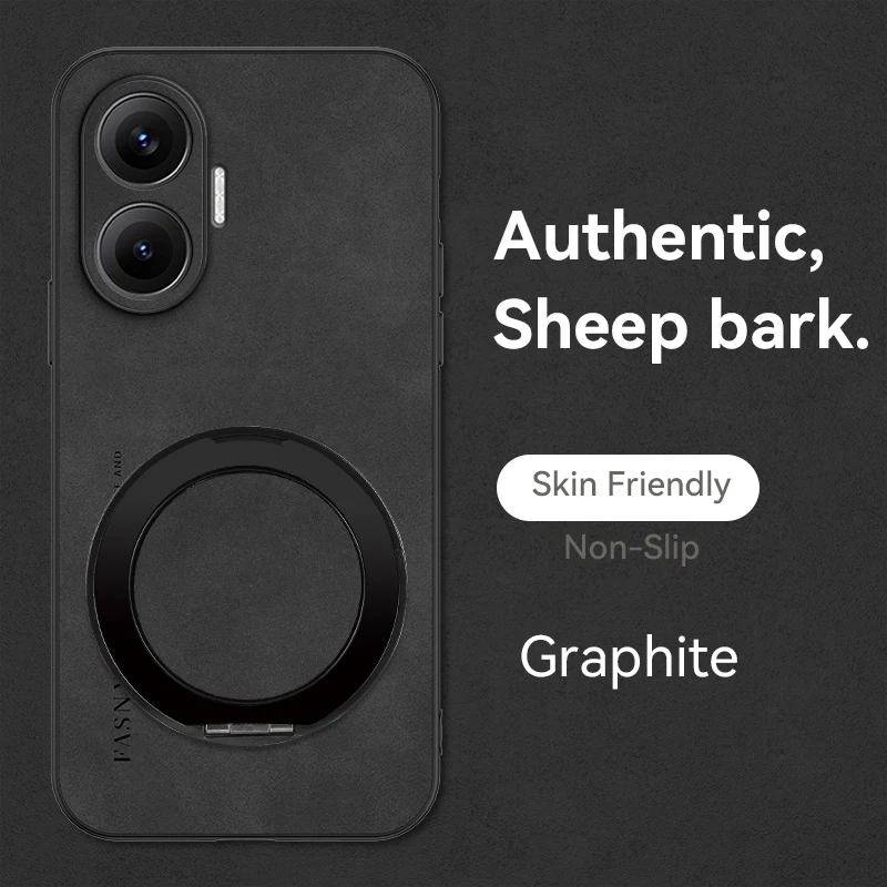 360 °   Funda con soporte giratorio de grado para Xiaomi Poco X7 X6 X5 X3 NFC F7 M7 Pro 4G 5G, funda trasera de piel de oveja - imagen 2