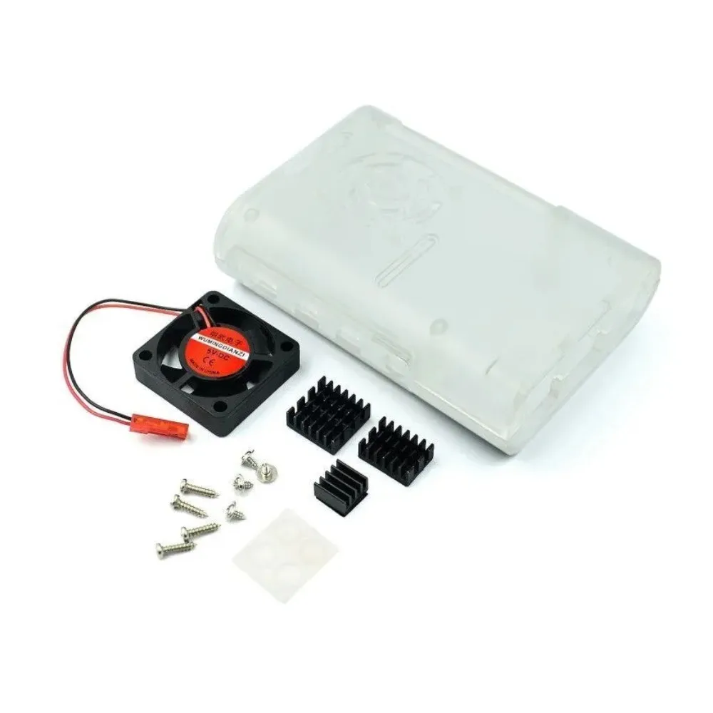 Para Raspberry Pi 4B ABS caja moldeada por inyección con ventilador de disipación de calor blanco y negro