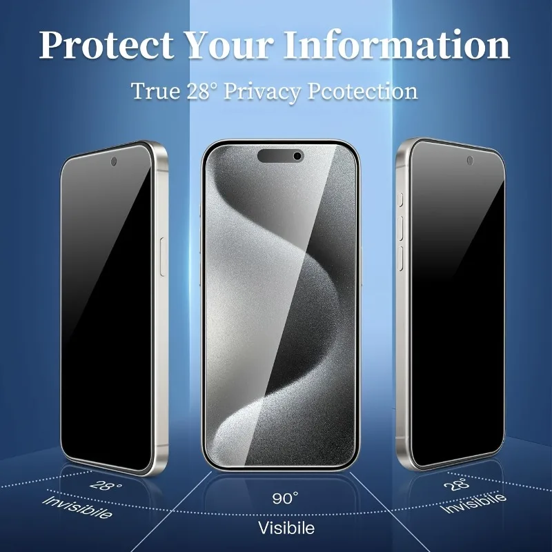 Protector de pantalla de privacidad de vidrio templado de cobertura completa, 4 Uds., para IPhone 17 16 15 Pro Max 16e 14 13 12 11 Pro Mini XR XS Max Glass - imagen 2
