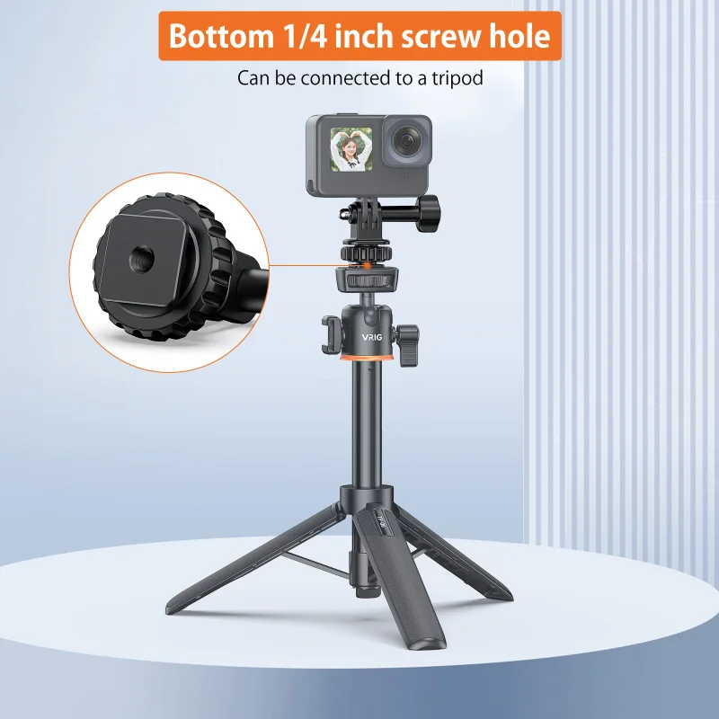 VRIG-Adaptador de montaje de zapata fría para cámara deportiva, trípode ajustable de 180 ° con orificio de tornillo de 1/4 pulgadas para GoPro Hero 12/11/10/9, AC24 - imagen 5