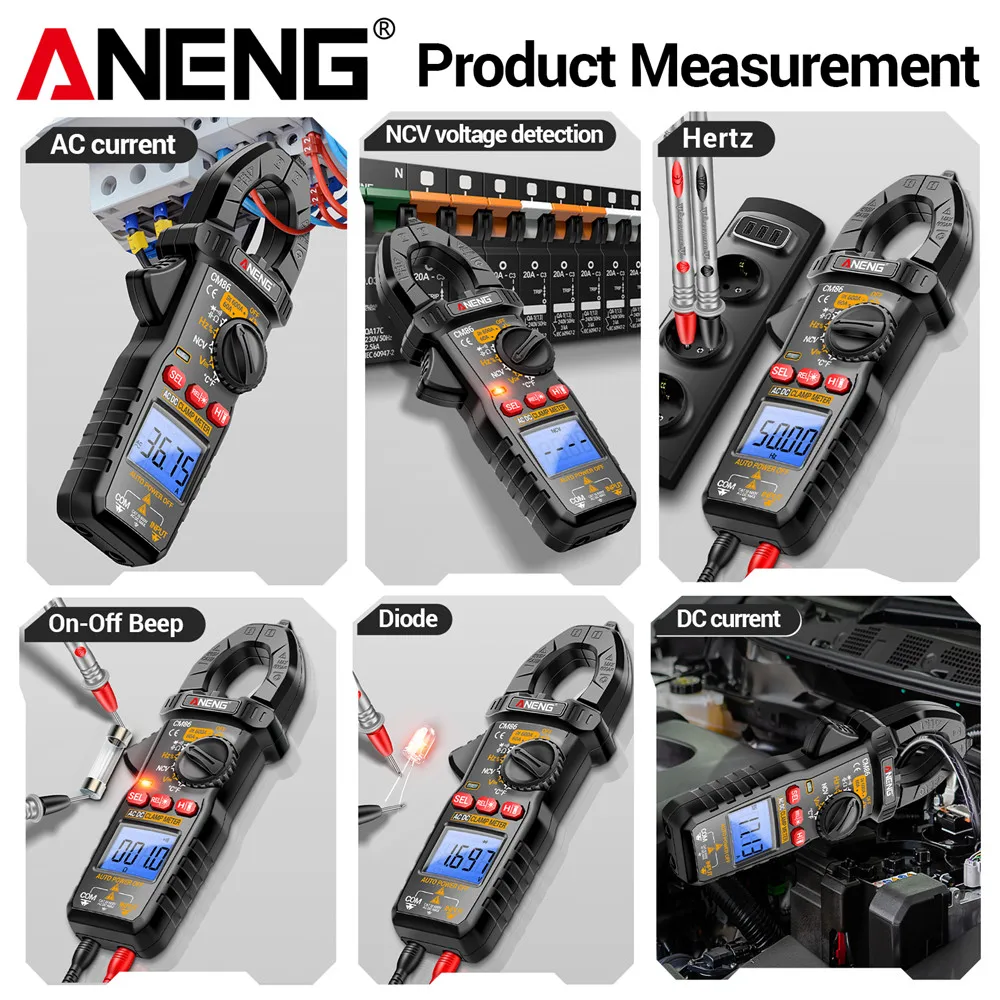 Multímetro Digital de pinza amperimétrica ANENG CM86 600A AC/DC diodo de voltaje de corriente NCV detección de voltaje herramientas profesionales de electricista - imagen 5