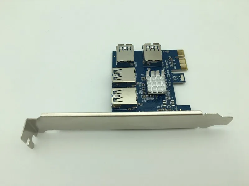 Nueva tarjeta aad en PCIe 1 a 4 ranuras PCI express 16X tarjeta elevadora PCI-E 1X a adaptador de ranura PCI-e externo 4 tarjeta multiplicadora de puerto PCIe - imagen 4
