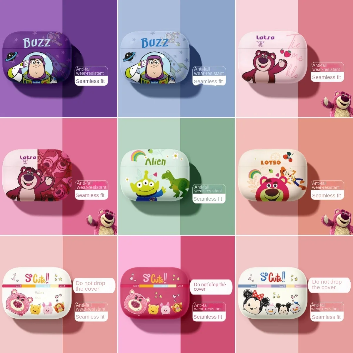 Funda de dibujos animados esmerilada para Apple AirPods 1, 2, 3 Pro, funda bonita de oso de fresa, funda protectora para auriculares para Airpods Pro2