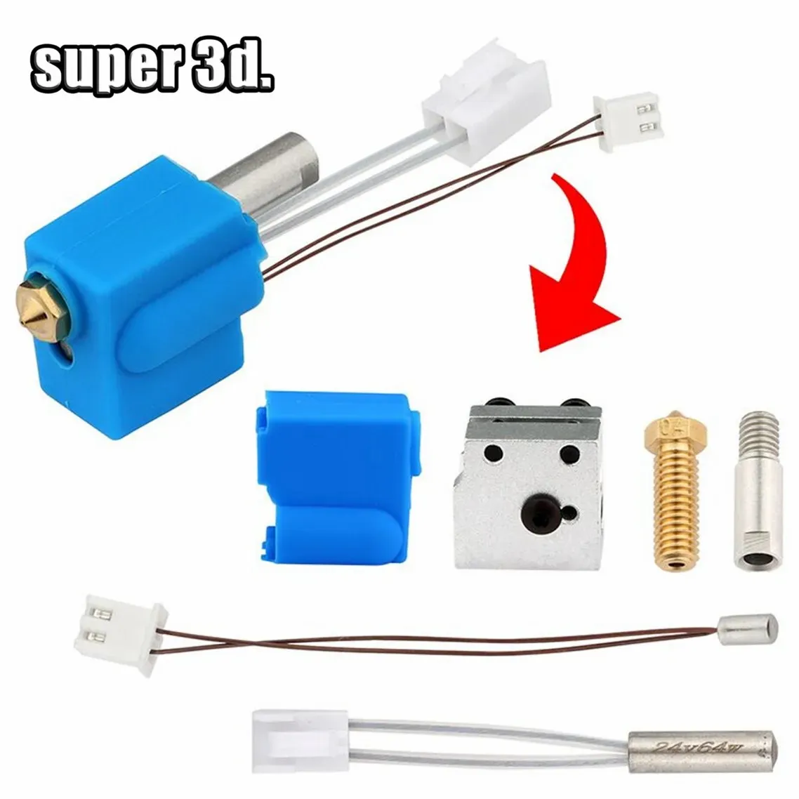 Kit Hotend para impresora 3D, termistor de tubo de calefacción de 24V y 64W, boquilla de 0,4mm y 1,75mm para cabezal de impresión Artillery Sidewinder X1 X2 - imagen 2
