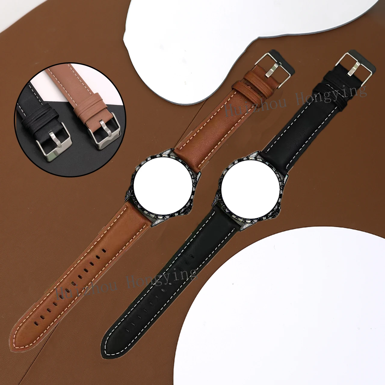 Para Samsung Galaxy Watch 46mm 3 45mm accesorios para reloj inteligente correa de reloj ajustable de cuero sintético cómoda correa de reloj suave