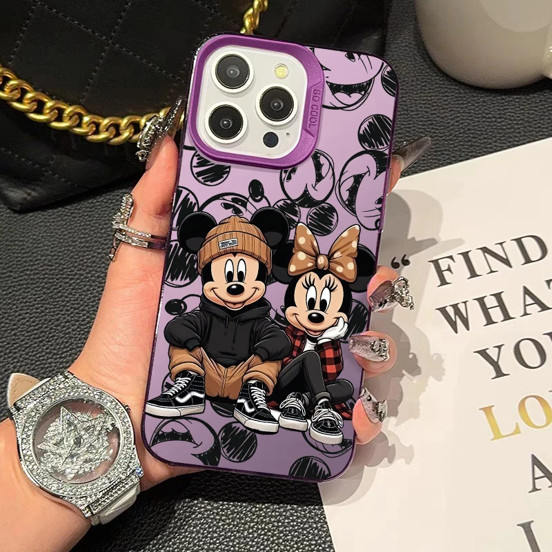 Funda de moda Disney Mickey Minnie para Iphone 17Pro 17 Air 16e 16 15 14 13 12 11 Pro Max Plus cubierta dura galvanizada a prueba de golpes - imagen 4