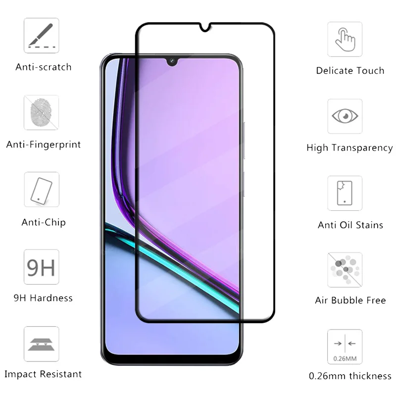4 Uds para OPPO Realme Note 60 vidrio Realme Note 60 vidrio templado 9H cubierta protectora completa pegamento Protector de pantalla Realme Note 60 - imagen 3