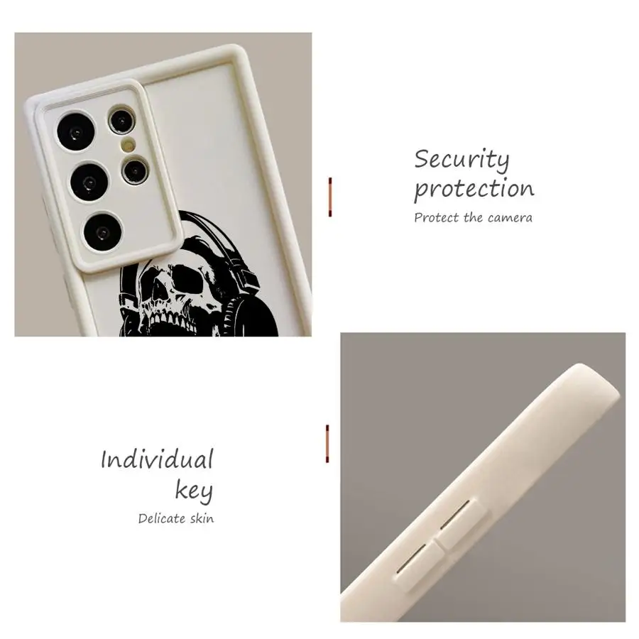 Funda de teléfono suave para Samsung Galaxy S23 S21 S20 S25 S23 Plus S24 FE S25 Ultra S24 Note 20 Ultra S22 Skull Cool - imagen 2
