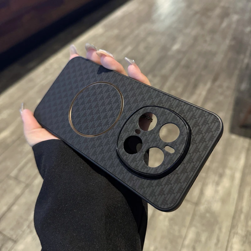 Para Magsafe carga inalámbrica magnética de lujo Color sólido textura de montaña parachoques funda de teléfono para Honor 400 Pro X60 Magic 7 Pro - imagen 4