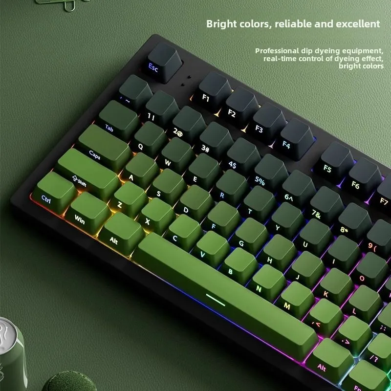 Tapa de tecla de contorno de impresión lateral Matcha, doble disparo, brillo a través de gradiente PBT, tapa de tecla personalizada DIY para teclado mecánico - imagen 2
