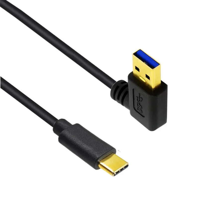 Cable adaptador USB 3,0 tipo A macho A USB 3,1 tipo C macho, conector chapado en oro, ángulo de 90 grados, arriba y abajo, izquierda y derecha, 0,2 m - imagen 4