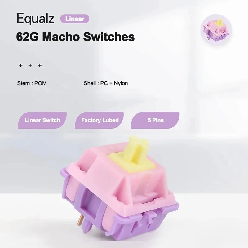 EQUALZ-interruptores lineales divididos tipo Banana, Teclado mecánico de 62g, 5 pines, POM, resorte chapado en oro, lubricado en fábrica, interruptor de teclado para juegos de PC - imagen 5