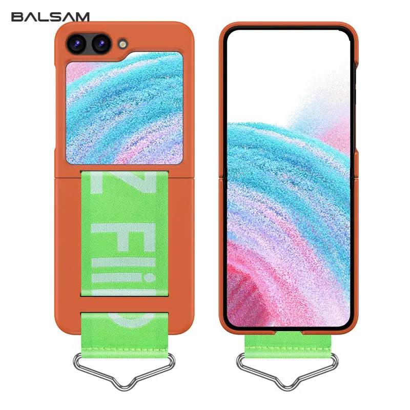Funda de teléfono con correa para muñeca tejida con personalidad a la moda para Samsung Galaxy Z Flip 5 4 3 funda de silicona suave para Samsung Z Flip 5 Fundas