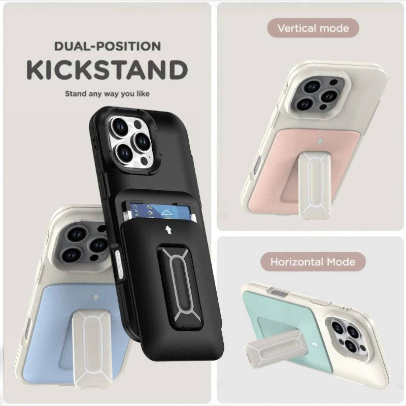 Funda de teléfono de lujo de Color sólido con ranura para tarjetas y soporte plegable para iPhone 16 Pro Max E 14 11 12 13 15 Pro Max - imagen 2