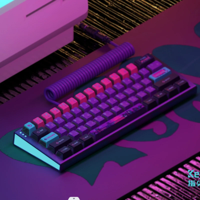 Teclas con tema Pixel Universe, teclas OEM transparentes de sublimación térmica PBT, personalizadas, moradas, 121 teclas para teclado mecánico - imagen 2