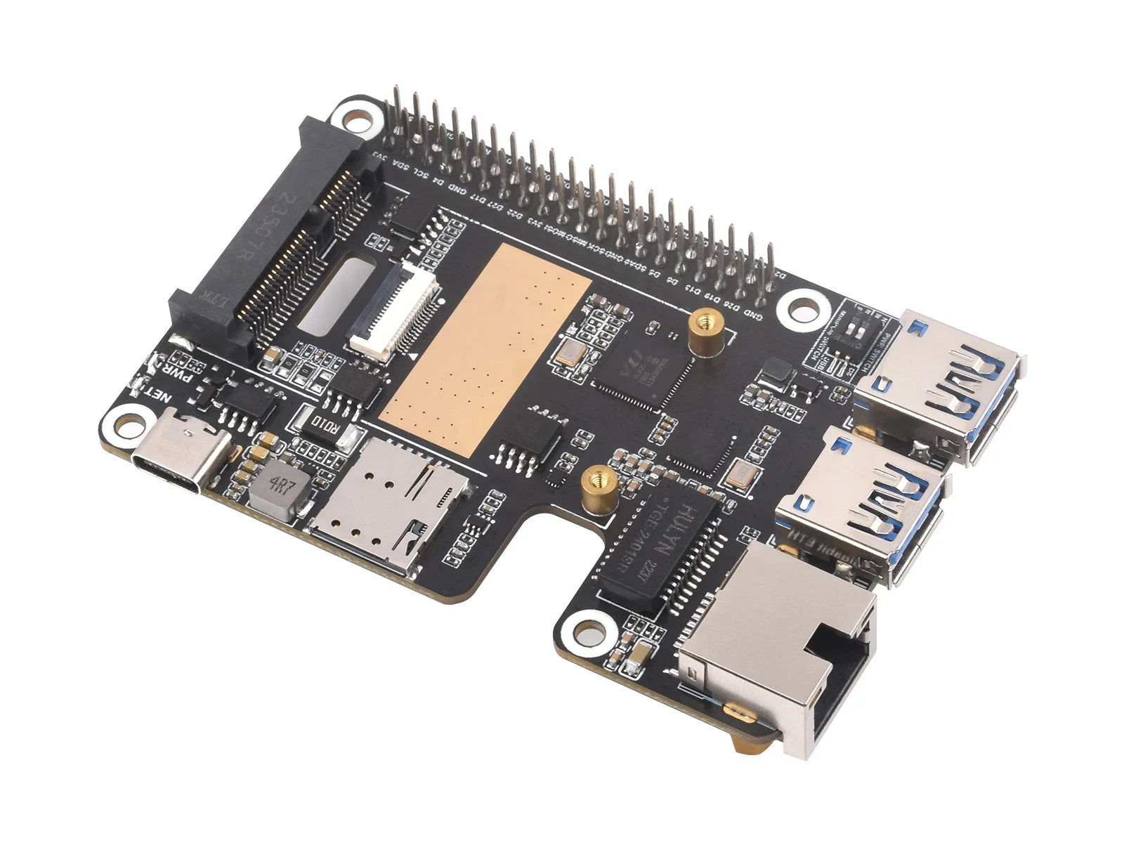 Waveshare PCIe a MiniPCIe/Gigabit Ethernet/USB 3.2 Gen1 HAT, admite interfaz MiniPCIe módulo 4G, Raspberry Pi 5 HAT - imagen 2