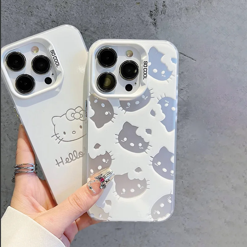 Funda de perro Hello Kitty de dibujos animados para Samsung Galaxy S24 S22 S23 Ultra S21 Plus S20 FE Note 20 Ultra S10 Plus, funda plateada colorida para PC