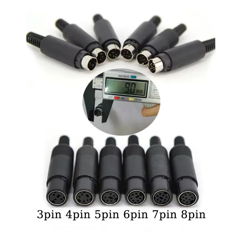 Mini enchufe DIN de 3/4/5/6/7/8 pines, montaje de Cable de chasis, enchufe macho hembra, Cable de soldadura de 3-8 pines, Terminal S, Mini conector macho PS2, 1 ud.