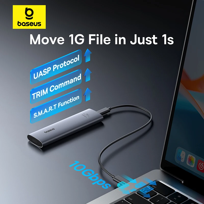 【Nueva venta】Baseus M2 SSD carcasa 10Gbps protocolo NVMe M.2 a USB tipo C 3,2 Gen2 8TB adaptador externo de Metal NVME SSD - imagen 3
