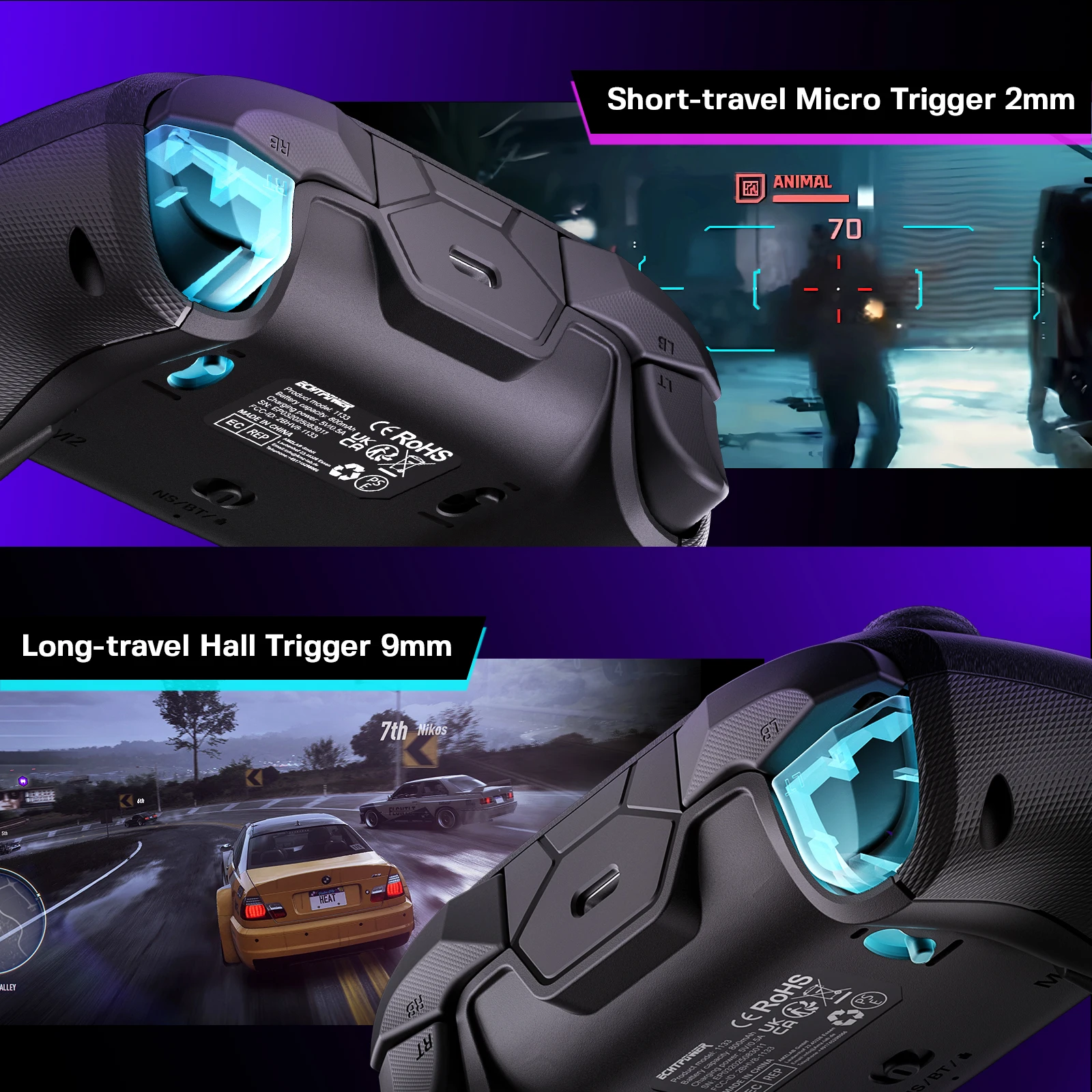 Controlador de juego inalámbrico ECHTpower, joystick de efecto Hall adecuado para PC, Switch, Android, IOS con controlador base - imagen 4