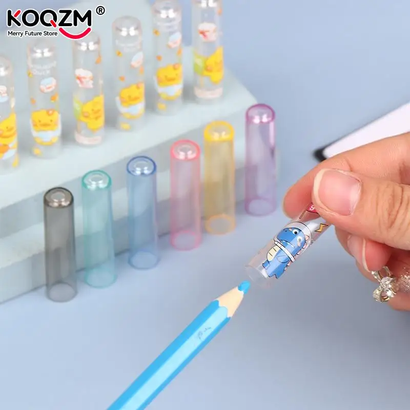 Cubierta protectora de lápiz de dibujos animados para estudiantes, tapa extensora de lápiz, suministros de papelería para la escuela y la Oficina, 6 unidades por juego - imagen 5