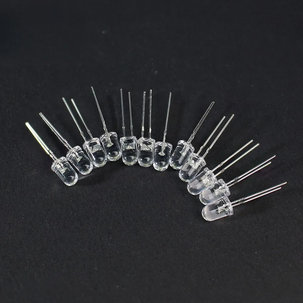 100 Uds 5MM diodo emisor de luz conjunto electrónico F5 diodos LED ultrabrillantes Kit surtido blanco verde rojo azul amarillo transparente - imagen 3