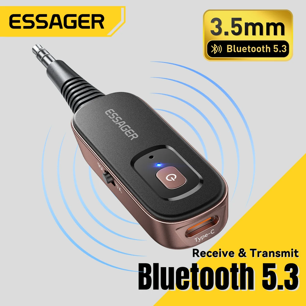 Essager Adaptador Bluetooth 5.1 Receptor Transmisor 3.5mm 2 en 1