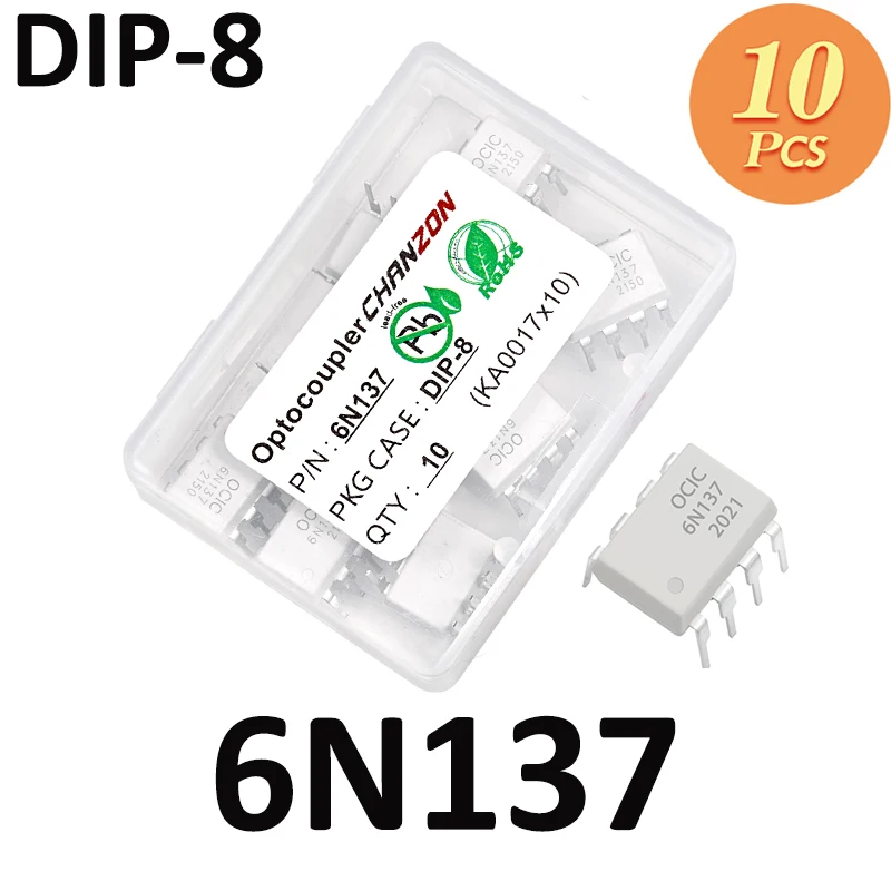 10 Uds optoacopladores 6N137 6N137M EL6N137 DIP8 DIP-8 optoaislador optoacoplador nuevo y Original IC en Stock Chanzon