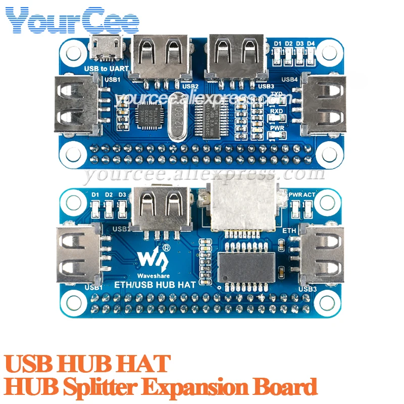 USB HUB HAT a Ethernet Puerto de red RJ45 USB HUB Hub Splitter Módulo de placa de expansión para Raspberry Pi 4/Zero W - imagen 2