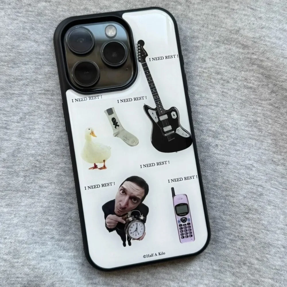 Funda de teléfono creativa de nicho inglés "I Need Rest" para iPhone17 16 15 14 13 12 11 Pro Max air Plus, funda bonita y suave Y2K - imagen 4