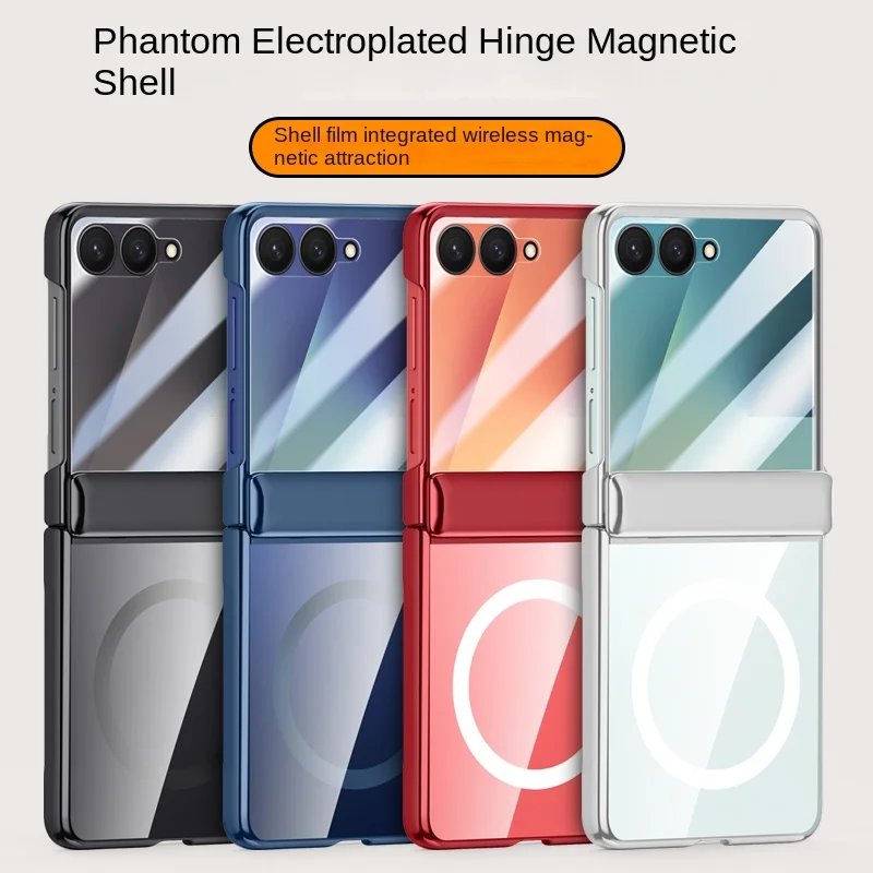 Para Samsung Galaxy Z Flip 7 funda dura transparente magnética carga inalámbrica cubierta protectora trasera para Z Flip 7 carcasa de teléfono