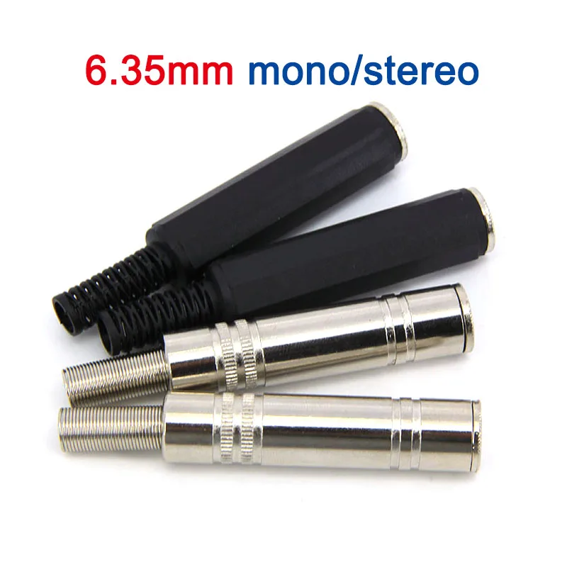 4 tipos de Audio mono/estéreo Metal 6,35mm 6,5 hembra 1/4 "enchufe conector enchufe soldadura adaptador soldado 6,35mm para KTV h