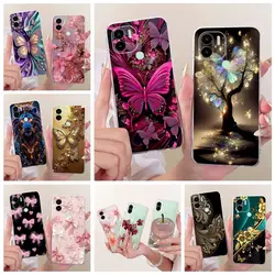 Para Xiaomi Redmi A1 Plus funda Redmi A2 + funda pintada de mariposa de lujo funda de silicona transparente para Redmi A2 Plus RedmiA1 + bolsas suaves