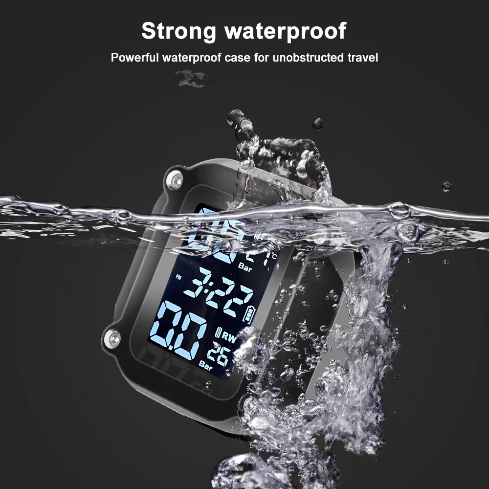 Sistema de Monitoreo de presión de neumáticos TPMS para motocicleta, Kit de alarma de neumáticos inteligente con 2 sensores externos, accesorios universales para moto - imagen 5