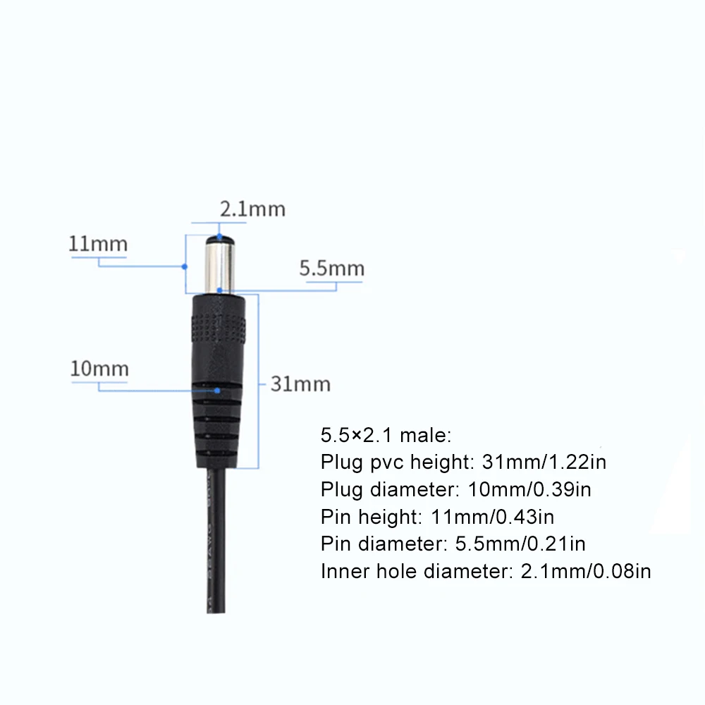 2 uds/5 uds DC5.5 * 2,1 cable de alimentación macho a macho 2AWG 1m de largo cable de alimentación macho doble modelo 2464 - imagen 3