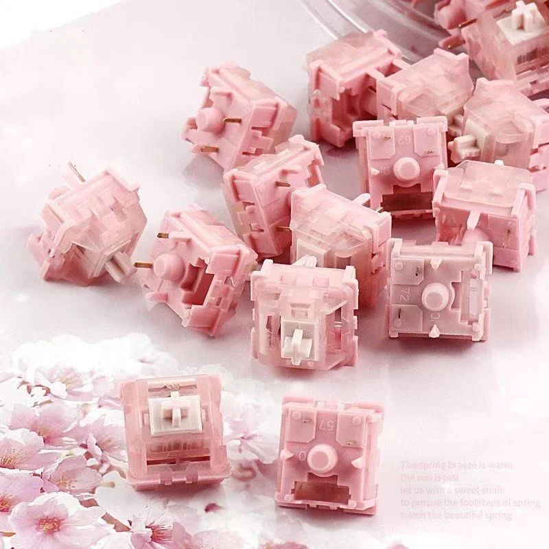 Interruptor Sakura de caída, interruptor lineal silencioso, prelubricado, intercambio en caliente de 5 pines, interruptor de teclado mecánico personalizado para juegos, teclado de oficina DIY