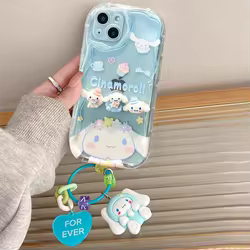 Cinnamoroll-funda con llavero de muñeca 3D para OPPO A5X A5i Pro A5 A78 A74 A96 A95 A78 A58 A54 A52 A72 A53 A33 A17 A77 A7 A12 A55