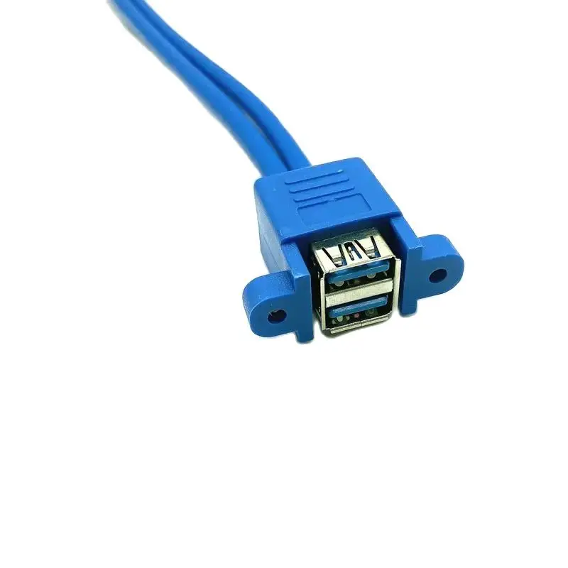 Panel hembra USB 3,0 apilable a placa base Cable de cabecera de 20 pines puertos duales cable de 30cm/50cm - imagen 3