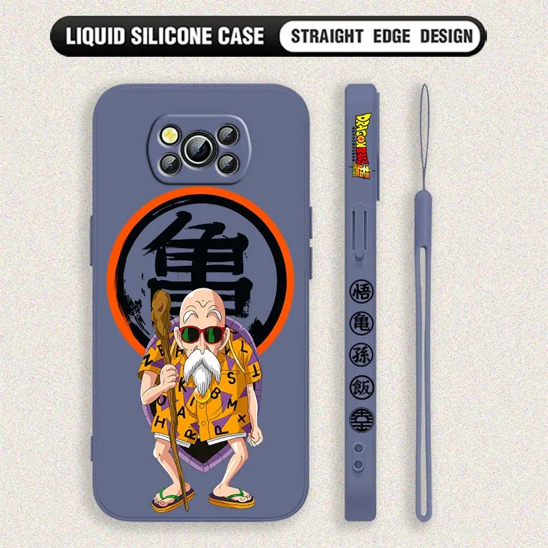 D-Dragon Ball Anime Master Roshi para Xiaomi Poco X6 X5 X4 X3 M6 M5 M3 F6 F5 F4 F3 GT Pro 5G cubierta de la caja del teléfono de cuerda izquierda líquida - imagen 5