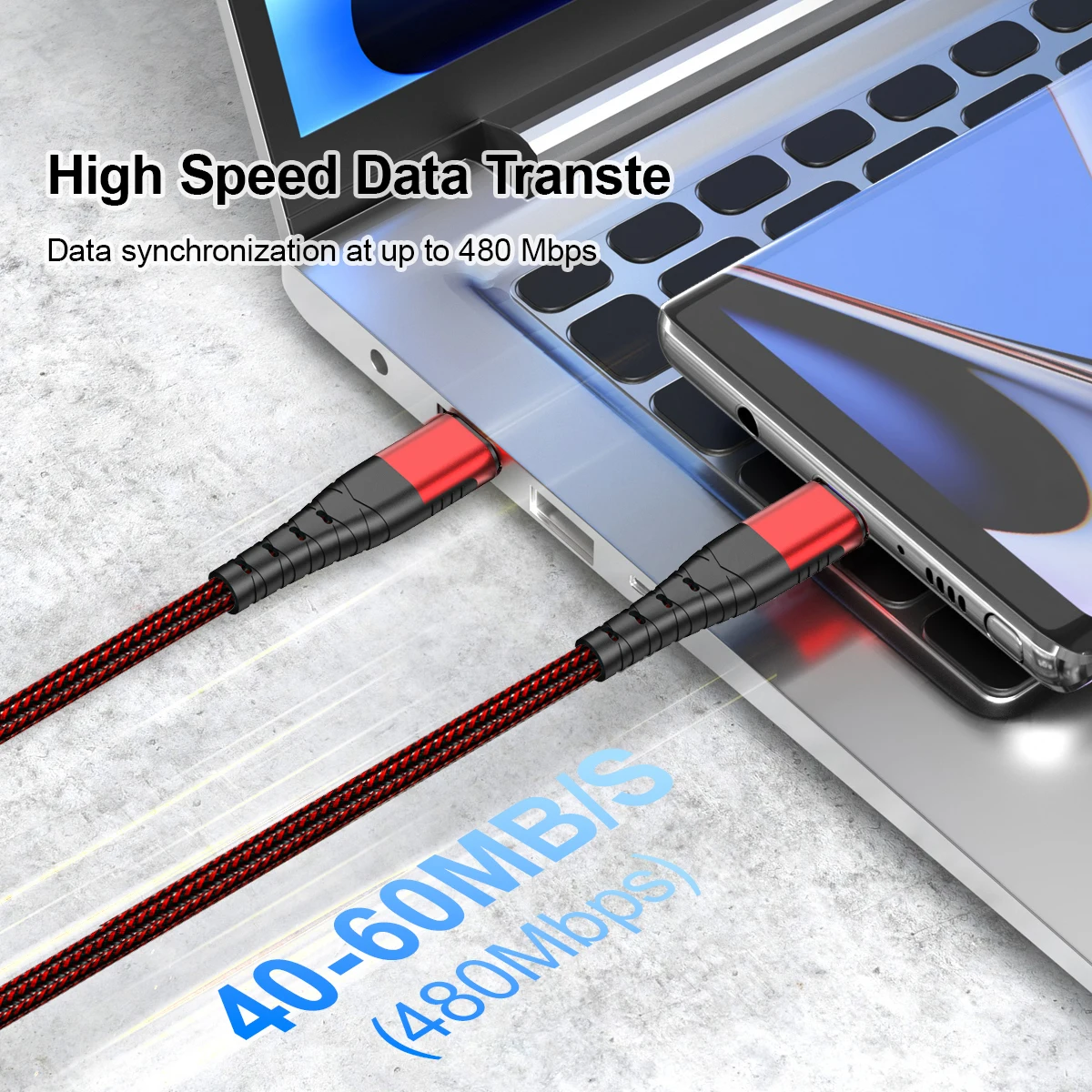 PD 60W USB C a tipo C Cable de carga súper rápida Cable cargador de teléfono para Samsung Xiaomi Huawei Oneplus POCO OPPO Cable de datos - imagen 3