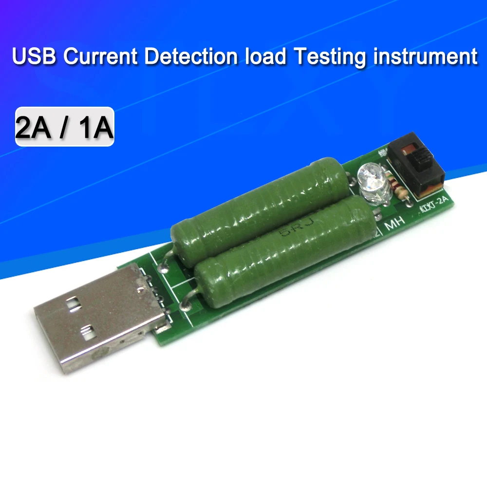 Instrumento de prueba de carga de detección de corriente de carga USB, adaptador de corriente USB de resistencia al envejecimiento de descarga 2A/1A