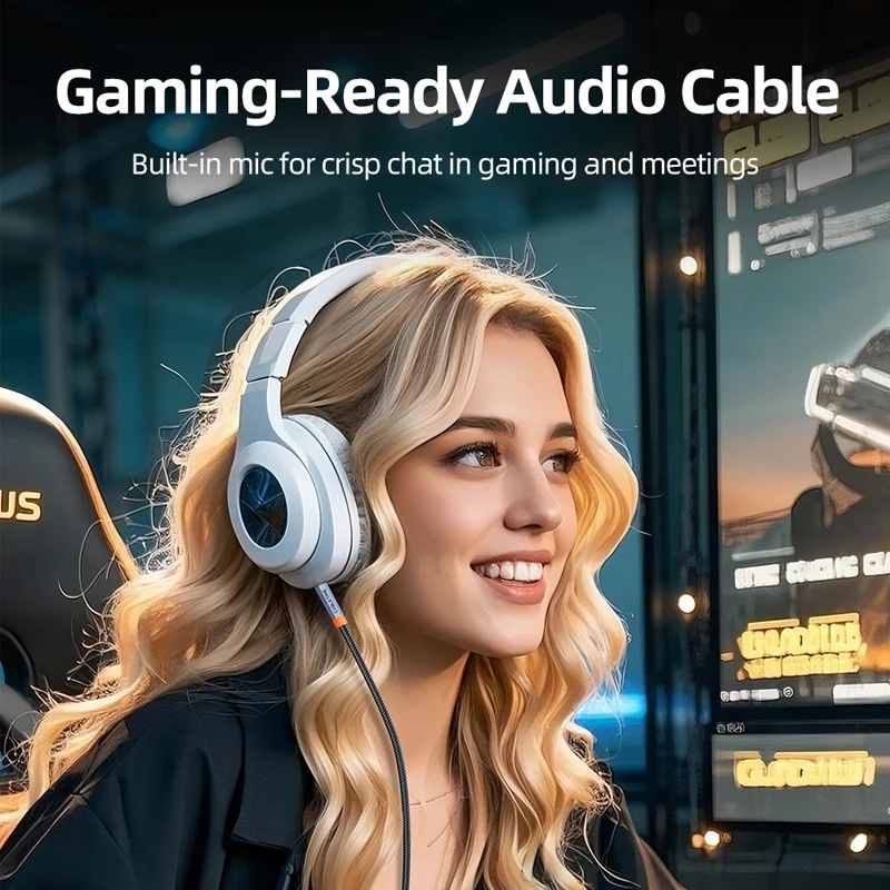 CABLETIME Cable de Audio de 4 polos de 3,5mm TRRS Cable auxiliar de 4 conductores para teléfono auriculares micrófono música de coche Cable de Audio HIFI - imagen 4