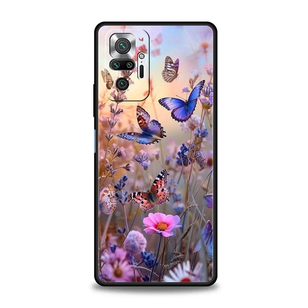 Funda de teléfono con patrones florales y de mariposas para Xiaomi Redmi Note 14 13 12 5G 11 10 Pro Plus 4G 9S 9 14C 13C 12C 10C 9C 9A - imagen 3