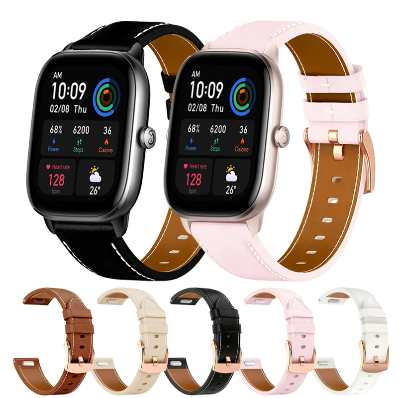 Correa de cuero de 20mm para Amazfit GTS 4/2/2e/3/GTS2/GTS4 Mini/GTR mini pulsera de silicona de 42mm para Amazfit Bip 3 Pro correa de reloj de 20mm