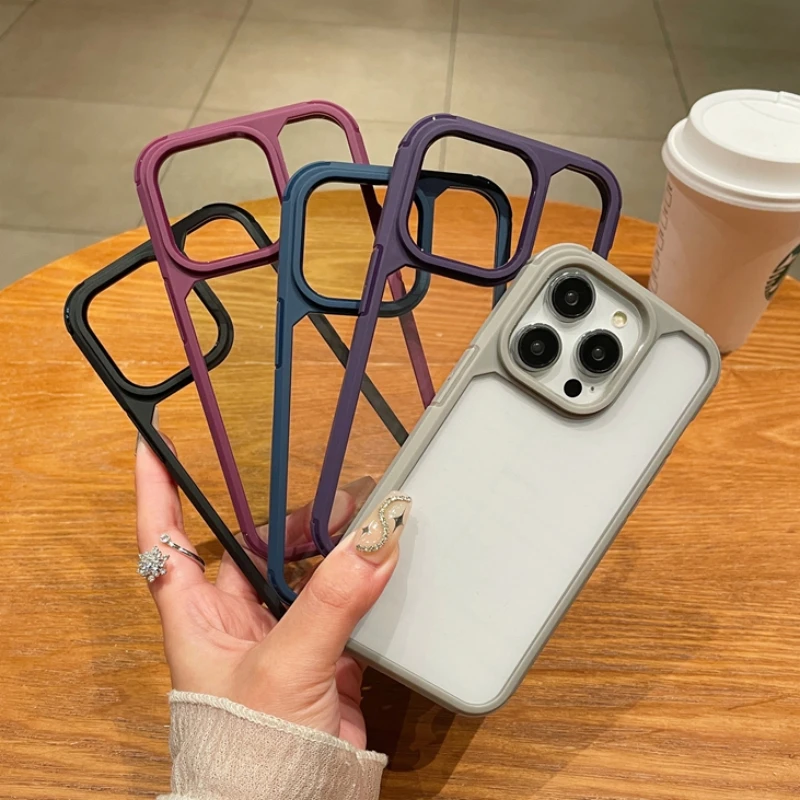 Funda de teléfono transparente a prueba de golpes de lujo para iPhone, 15, 14 Plus, 11, 12, 13 Pro Max, 13, silicona suave resistente, parachoques, cubierta dura transparente - imagen 4