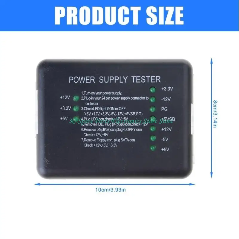 PC 컴퓨터 HDD 전원 공급 장치 테스터 LED 표시 20 24Pin 진단 도구 양극 음극 12V 테스트 - imagen 5