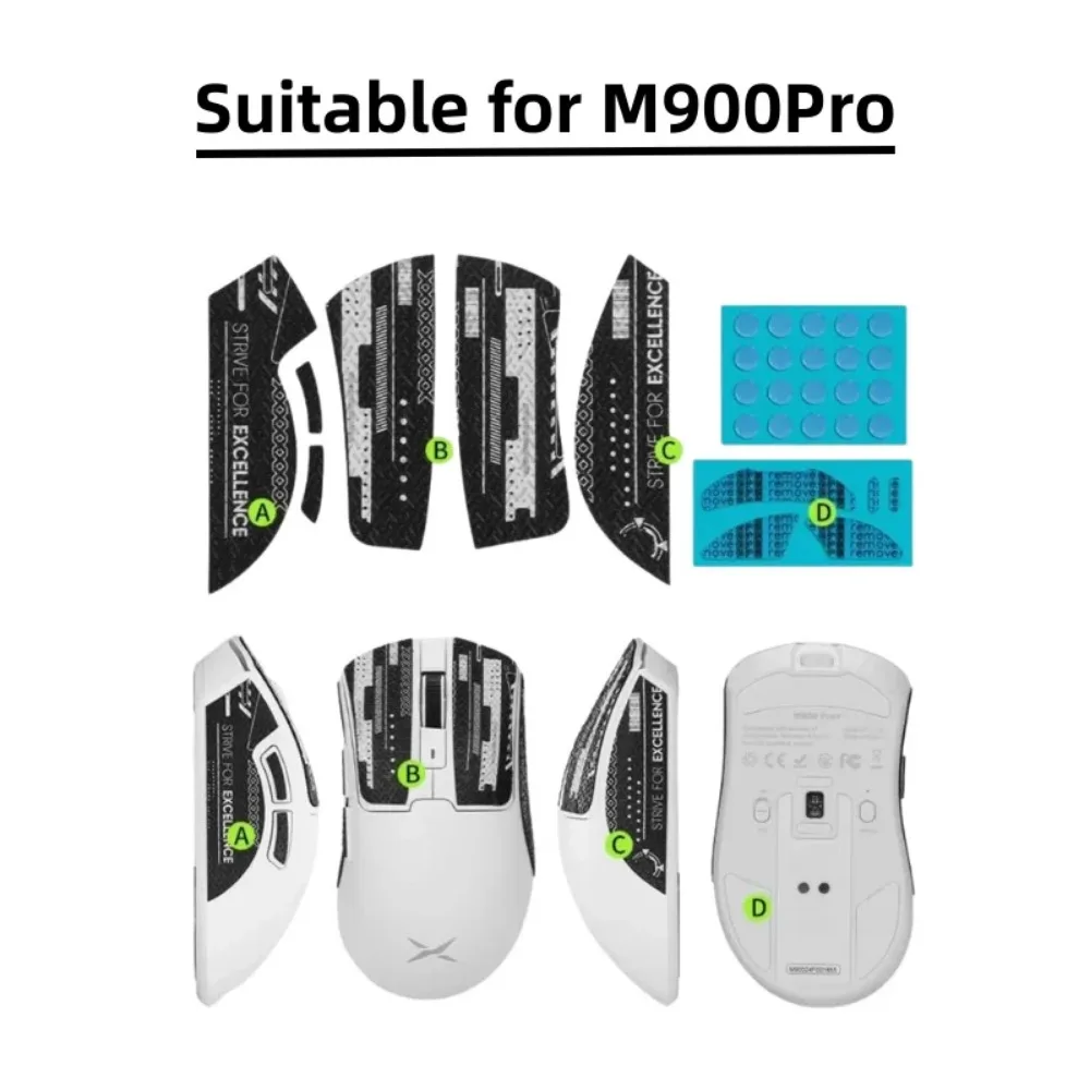 Cinta de agarre para ratón, pegatinas laterales de piel para juego de accesorios para ratón Delux M900Pro, cinta de agarre antideslizante, pies de ratón originales, puntos - imagen 3